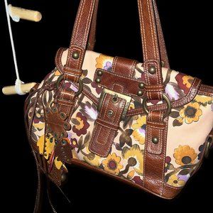 VINTAGE Isabella Fiore Warm Floral Buckle Charm Bag